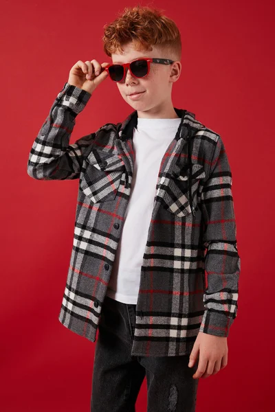 Lela Hooded Double Pocket Plaid Lumberjack Shirt Boy's Shirt CF25W81786