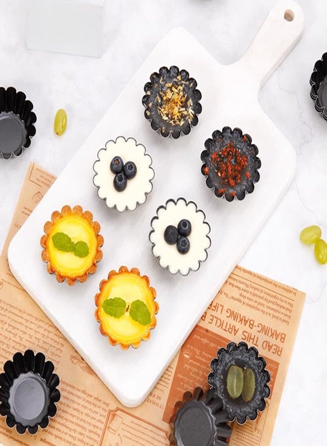 DWWTKL 12-Pack 2.5 Inch Nonstick Mini Tart Pans Fluted Side for Pies Pan Round Deep Quiche Mold Heavy Duty Carbon Steel Baking Cupcake Egg Tarts Mousse Cakes Fruit and Desserts Molds for Oven - Image 2