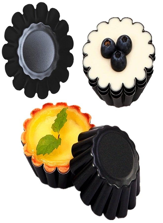 DWWTKL 12-Pack 2.5 Inch Nonstick Mini Tart Pans Fluted Side for Pies Pan Round Deep Quiche Mold Heavy Duty Carbon Steel Baking Cupcake Egg Tarts Mousse Cakes Fruit and Desserts Molds for Oven - Image 1