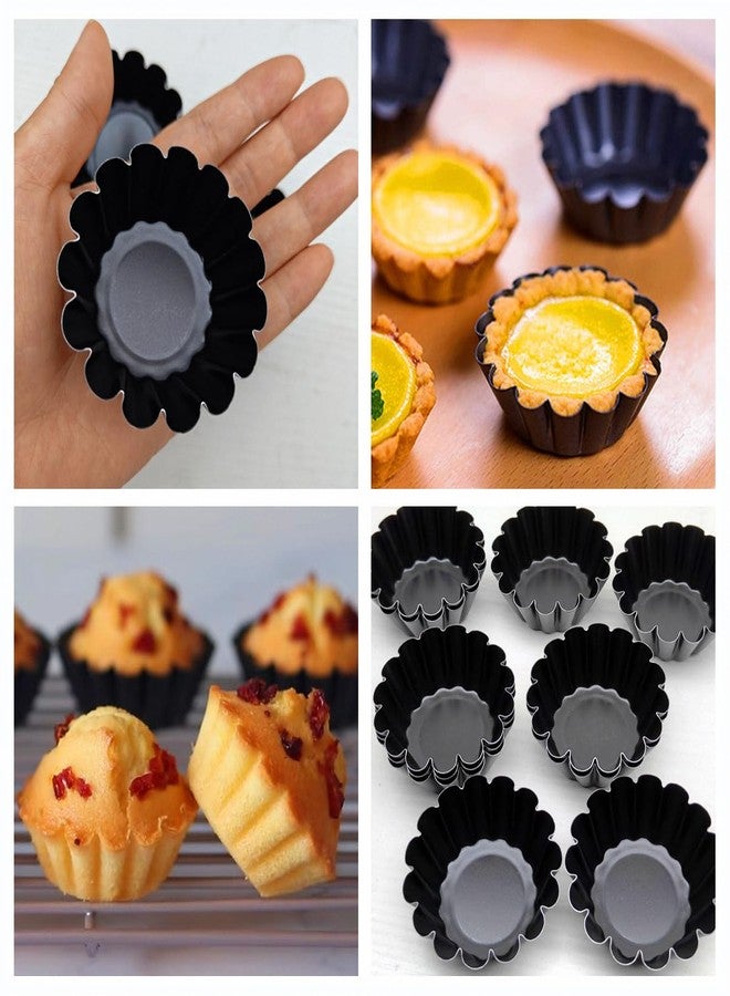 DWWTKL 12-Pack 2.5 Inch Nonstick Mini Tart Pans Fluted Side for Pies Pan Round Deep Quiche Mold Heavy Duty Carbon Steel Baking Cupcake Egg Tarts Mousse Cakes Fruit and Desserts Molds for Oven - Image 4