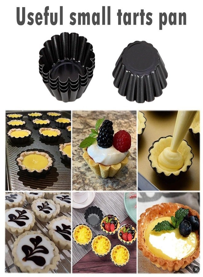 DWWTKL 12-Pack 2.5 Inch Nonstick Mini Tart Pans Fluted Side for Pies Pan Round Deep Quiche Mold Heavy Duty Carbon Steel Baking Cupcake Egg Tarts Mousse Cakes Fruit and Desserts Molds for Oven - Image 3