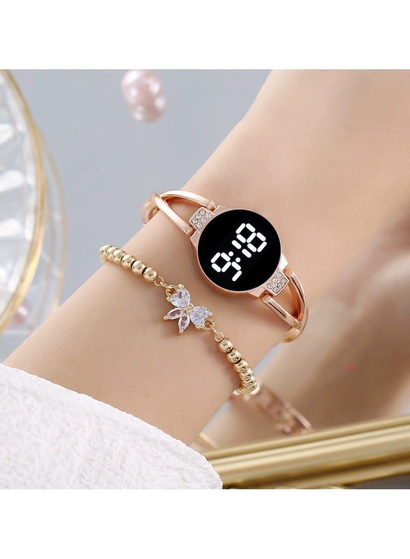 Goolsky Korean Style LED Touch Screen Bracelet Watch for Women – Fashion Steel Band Digital Wristwatch - Image 2