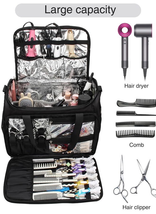 MONSTINA Professional Hairdressing Bag,Hairstylist Travel Bag,Cosmetics Beauty Hairdresser Bag with Shoulder Strap,Hair Makeup Salon Organizer Bag for Barber Insulation Material  - Image 4