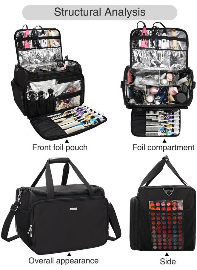 MONSTINA Professional Hairdressing Bag,Hairstylist Travel Bag,Cosmetics Beauty Hairdresser Bag with Shoulder Strap,Hair Makeup Salon Organizer Bag for Barber Insulation Material  - Image 2