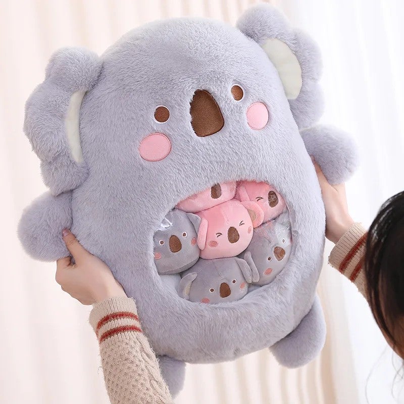 Y&D Cute Stuffed Animal Toys Set – Plush Rabbit, Dinosaur, Bear & Koala with Mini Baby Toys, Snacks, and Throw Pillow for Kids - Image 3