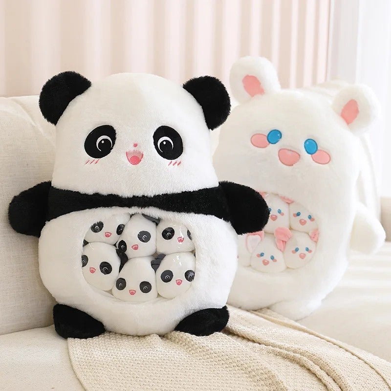 Y&D Cute Stuffed Animal Toys Set – Plush Rabbit, Dinosaur, Bear & Koala with Mini Baby Toys, Snacks, and Throw Pillow for Kids - Image 4