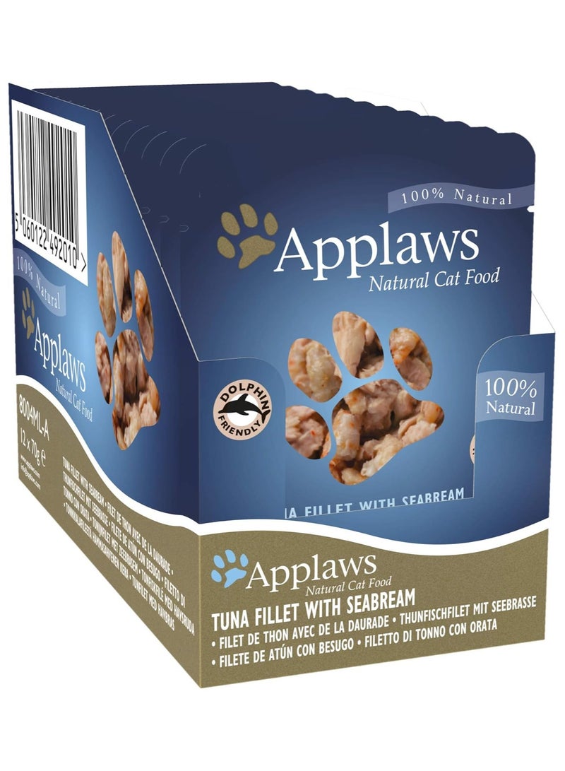 آبلاوس أبلوز كيس طعام طبيعي رطب للقطط ، فيليه التونة مع الدنيس 12 × 70 جم
