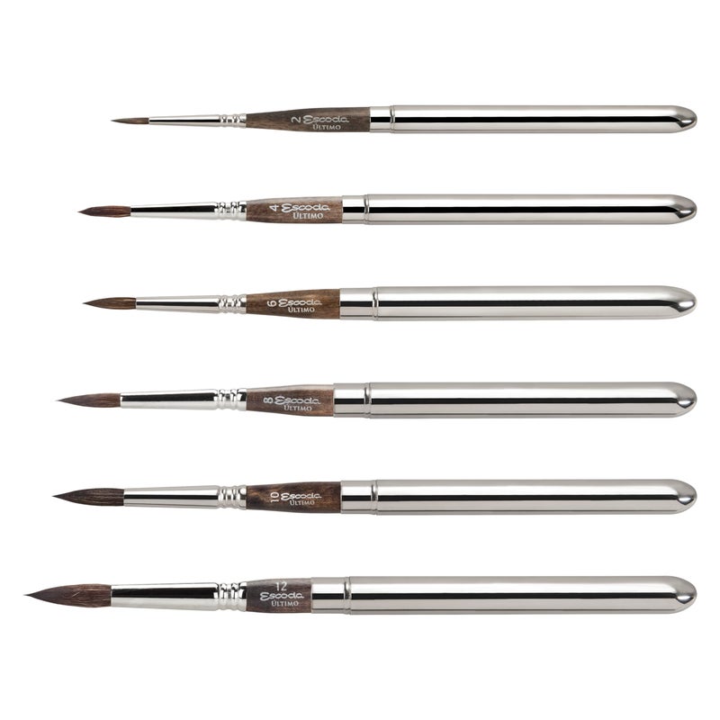 Speedball Art Products 1526 Escoda Ultimo Series Watercolor Travel Brush Set, Synthetic Squirrel, Set of 6 Travel Brushes - Image 5