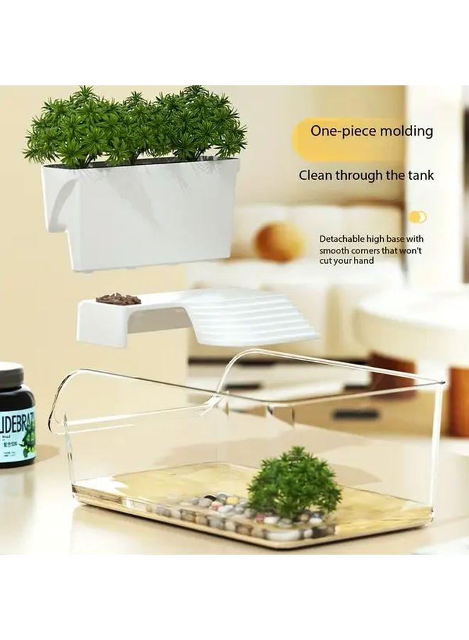 حوض السلاحف الصغير الشفاف 360 بدون زاوية ميتة مستطيل من مادة البولي بروبيلين - Image 4