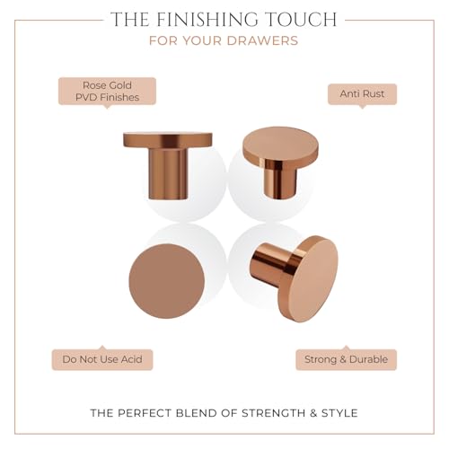 LAPO 9 Piece Knobs for Cabinets– Modern Stainless Steel Drawer Knob for Kitchen, Wardrobe, Cupboard, and Home Furniture (PVD Rose Gold Finish) - Image 5