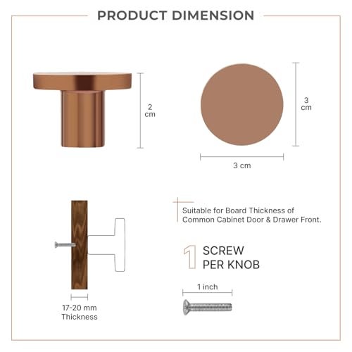 LAPO 9 Piece Knobs for Cabinets– Modern Stainless Steel Drawer Knob for Kitchen, Wardrobe, Cupboard, and Home Furniture (PVD Rose Gold Finish) - Image 2