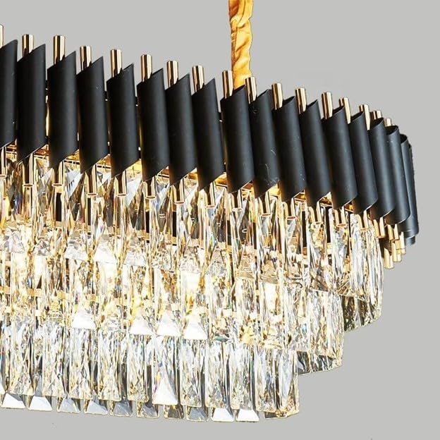 Virya Oval Crystal Chandelier with K9 Crystals,Chandelier for Living Room Modern Ceiling Light Jhumar for Hall Light for Living Room (Oval Black-Gold, 800 * 300mm) - Image 3