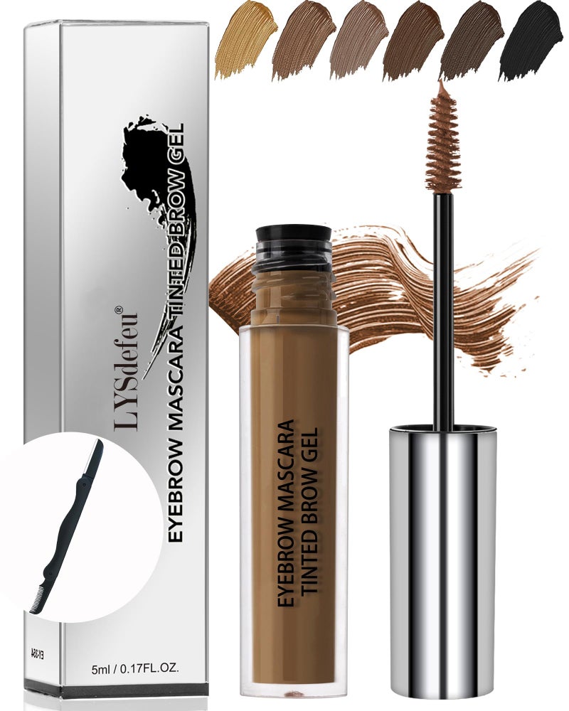 LYSdefeu Waterproof Tinted Brow Gel Long Lasting SmudgeProof Liquid Eyebrow Makeup Volumizing Enhance Eyebrow Mascara for Women With Brow Razor Brush 02 Auburn - Image 3