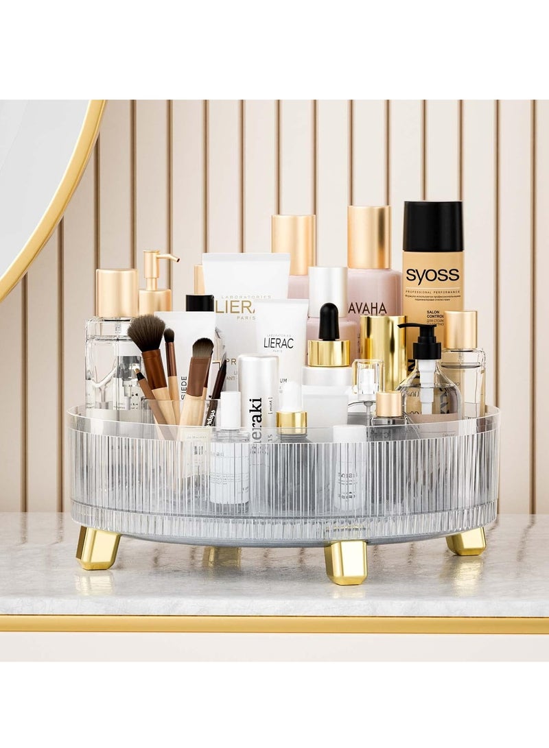 Sharpdo Clear Makeup Skin Care Organizer for Dresser，Perfume Tray，360 Degree Rotating Lazy Susan Cosmetic Storage, Size:11.42x3.54inge, Size:11.42x3.54in - Image 1
