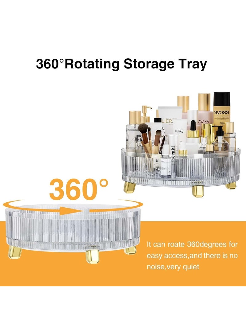 Sharpdo Clear Makeup Skin Care Organizer for Dresser，Perfume Tray，360 Degree Rotating Lazy Susan Cosmetic Storage, Size:11.42x3.54inge, Size:11.42x3.54in - Image 2