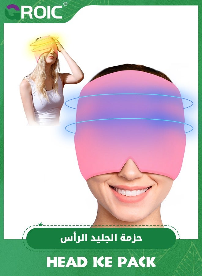 GROIC Migraine Ice Head Wrap, Gel Head Ice Pack Wrap with Hot and Cold Therapy, Headache Ice Pack Eyes Mask for Sinus, Puffy Eyes, Tension and Stress Relief (Single Layer 260g) - Image 1