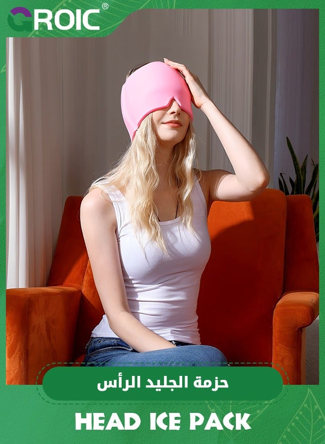 GROIC Migraine Ice Head Wrap, Gel Head Ice Pack Wrap with Hot and Cold Therapy, Headache Ice Pack Eyes Mask for Sinus, Puffy Eyes, Tension and Stress Relief (Single Layer 260g) - Image 4