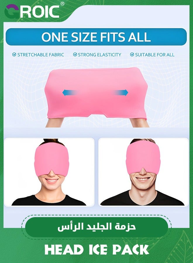 GROIC Migraine Ice Head Wrap, Gel Head Ice Pack Wrap with Hot and Cold Therapy, Headache Ice Pack Eyes Mask for Sinus, Puffy Eyes, Tension and Stress Relief (Single Layer 260g) - Image 2
