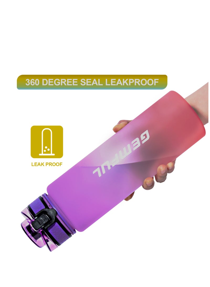 GEMFUL Water Bottle 1L with Straw Motivational Time Marker Tritan BPA Free Drink Bottle for Sports Fitness Gym and Travel - Image 2