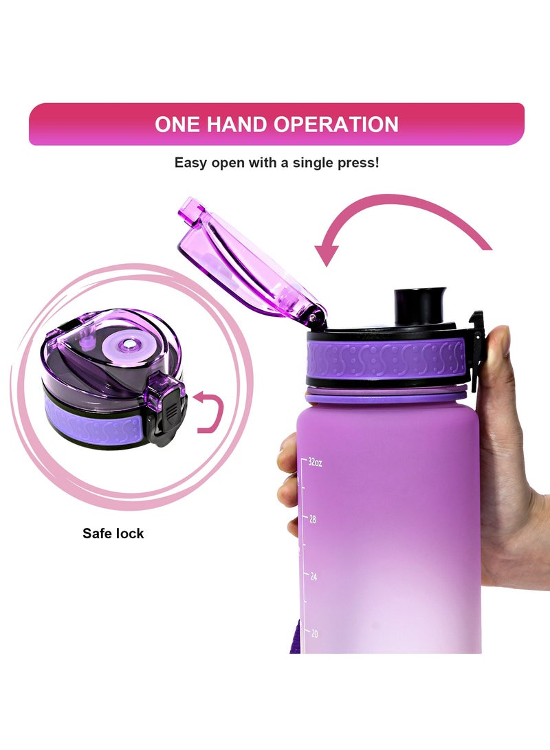 GEMFUL Water Bottle 1L with Straw Motivational Time Marker Tritan BPA Free Drink Bottle for Sports Fitness Gym and Travel - Image 4