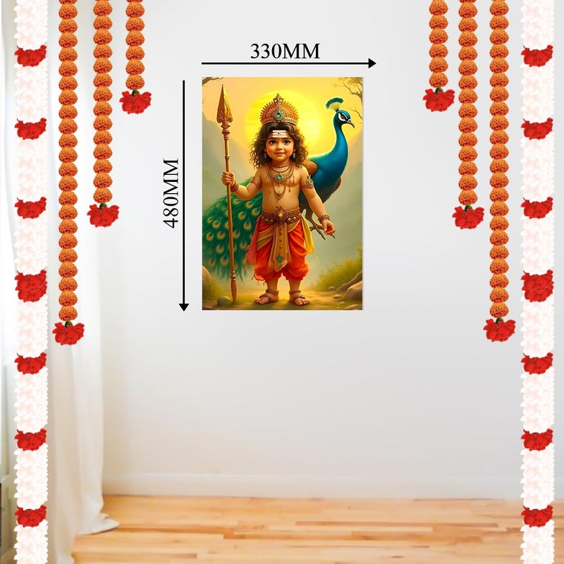 ELTASS Murugan Wall Sticker Lord murugan Wall Sticker Murugan Wall Sticker for Pooja Room Large Size 300GSM Glossy Strong Adhesive - Image 3