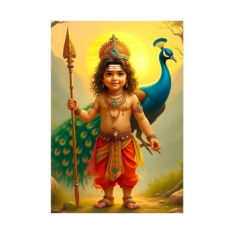 ELTASS Murugan Wall Sticker Lord murugan Wall Sticker Murugan Wall Sticker for Pooja Room Large Size 300GSM Glossy Strong Adhesive - Image 1