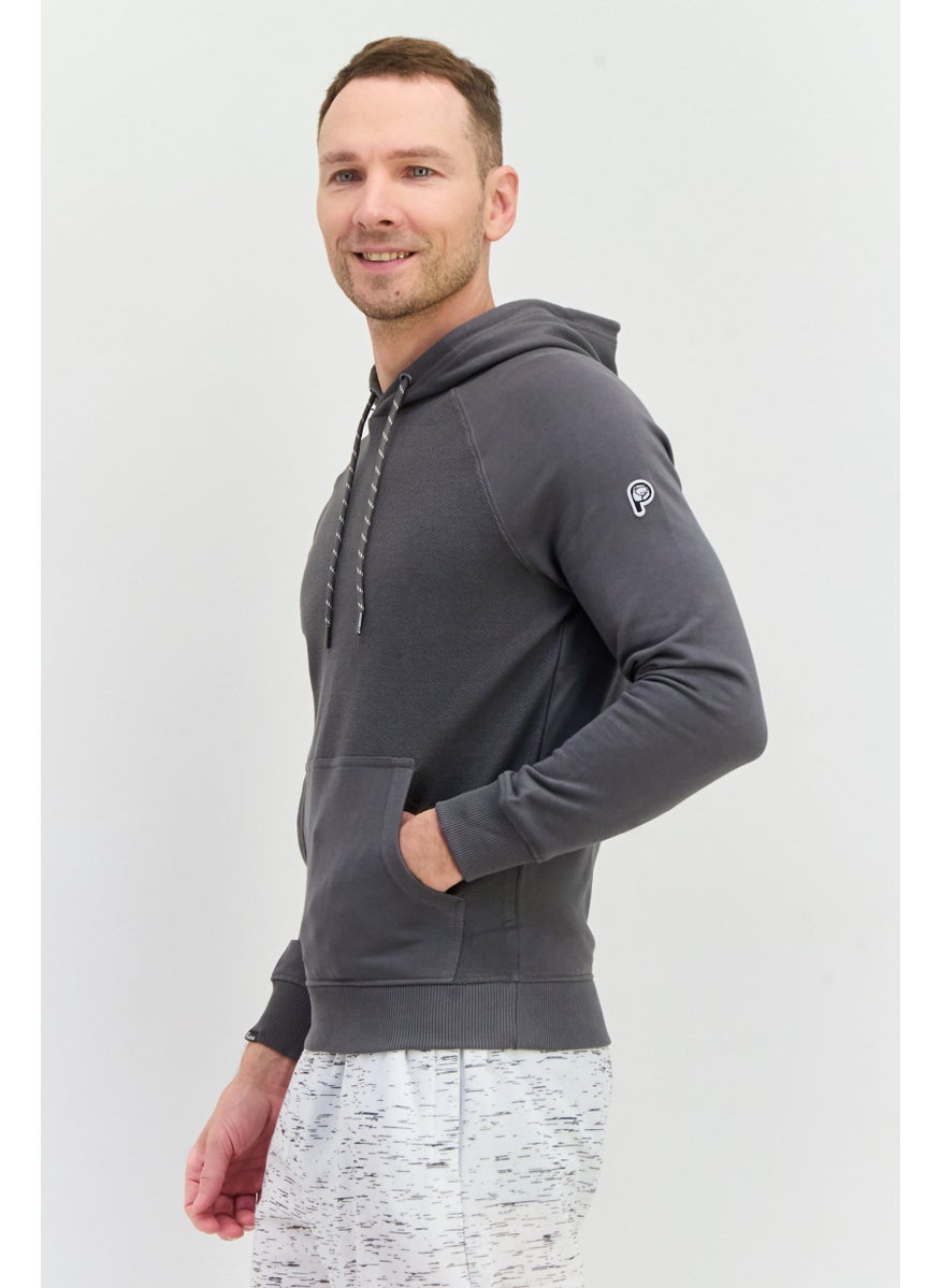 Penfield Men Hooded Brand Logo Long Sleeves Sweatshirt, Grey  - Image 3