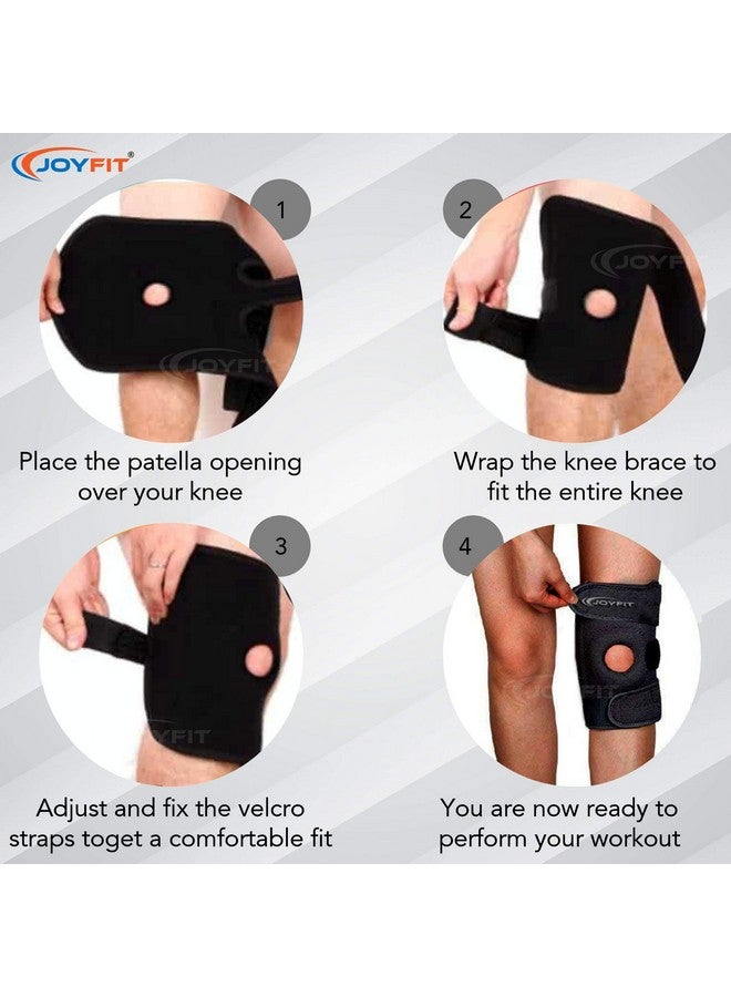 جوي فت زوج من أغطية الركبة من Joyfit لعلاج آلام الركبة، والجيم، والرياضة، ودعم الركبة أثناء الجري (أسود) - Image 5