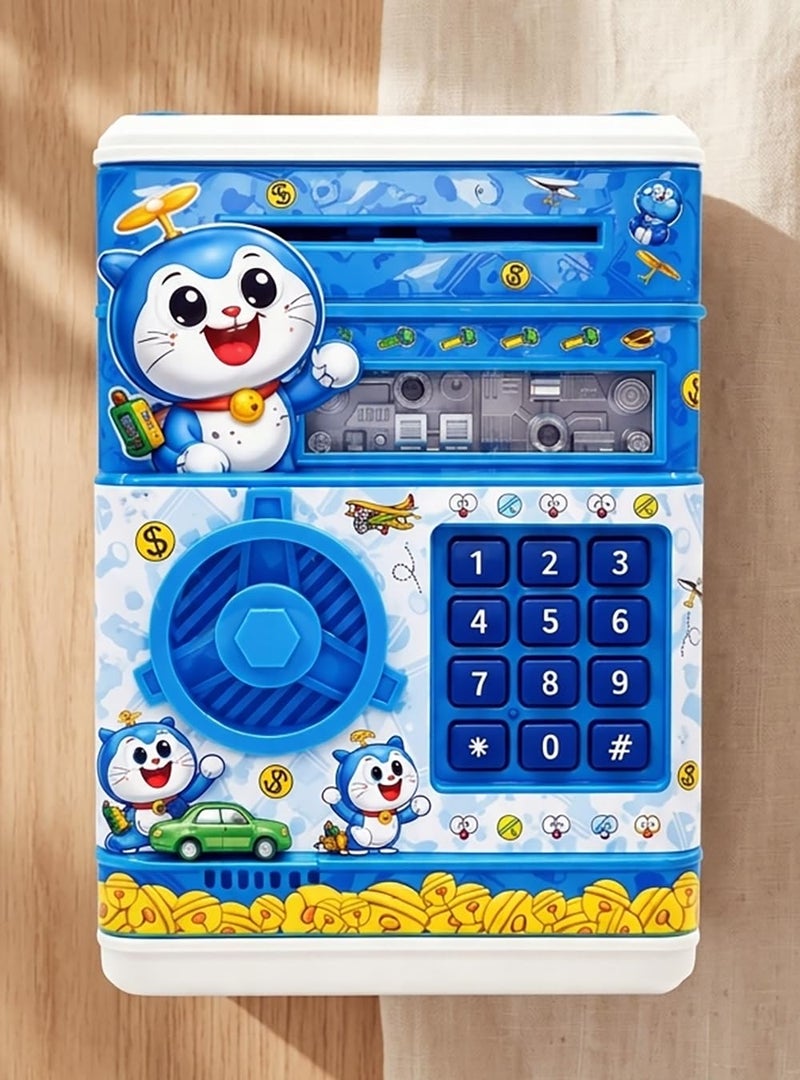 Magicwand ATM Piggy Bank|Mini ATM|Coin Bank Money Saving Box with Password,【Cartoon Blue】 Kids Safe Money Bank for Kids with Auto Grab Note Slot - Image 4
