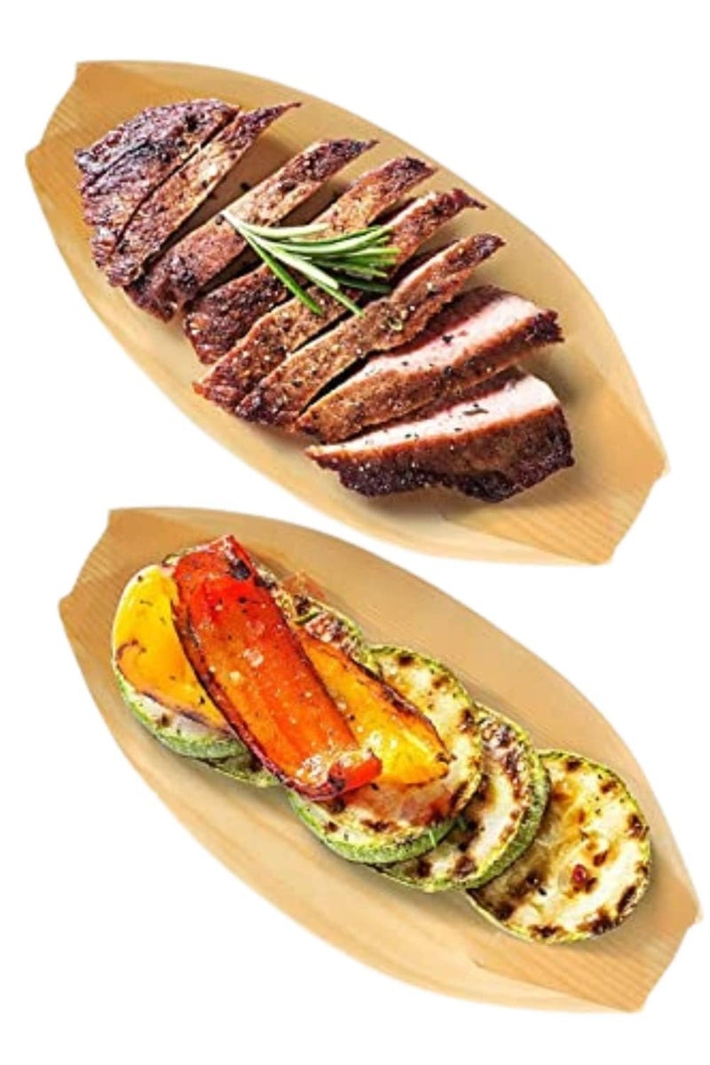 Adaamya Disposable Pinewood Serving Boat Trays Snacks Plate Set 3 X 55 Inch Small 50 - Image 5