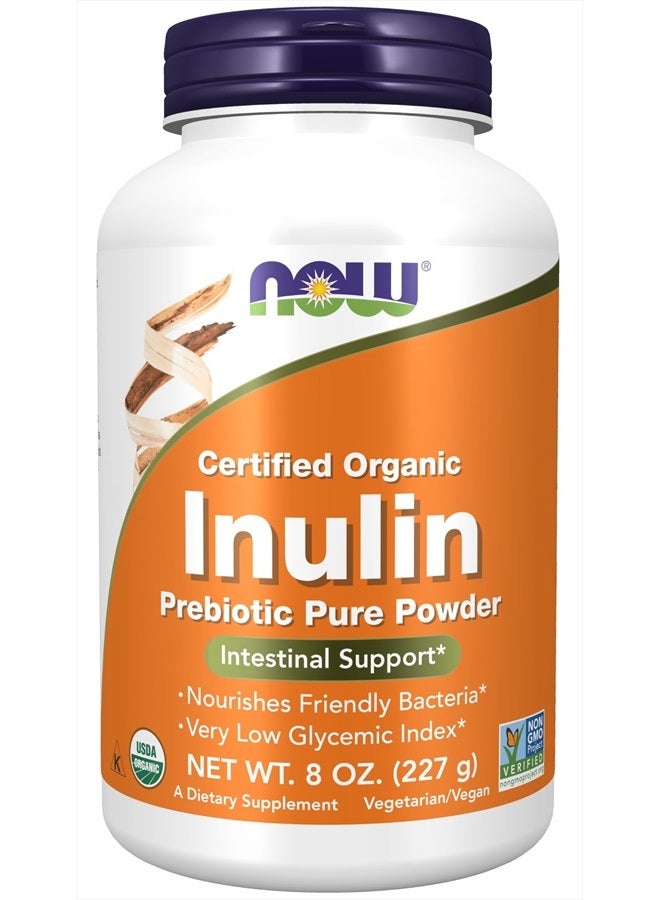 now Supplements, Inulin Prebiotic Pure Powder, Certified Organic, Non-GMO Project Verified, Intestinal Support*, 8-Ounce  - Image 1