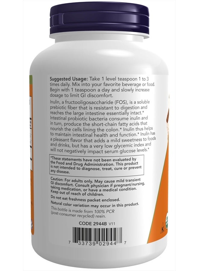 now Supplements, Inulin Prebiotic Pure Powder, Certified Organic, Non-GMO Project Verified, Intestinal Support*, 8-Ounce  - Image 3