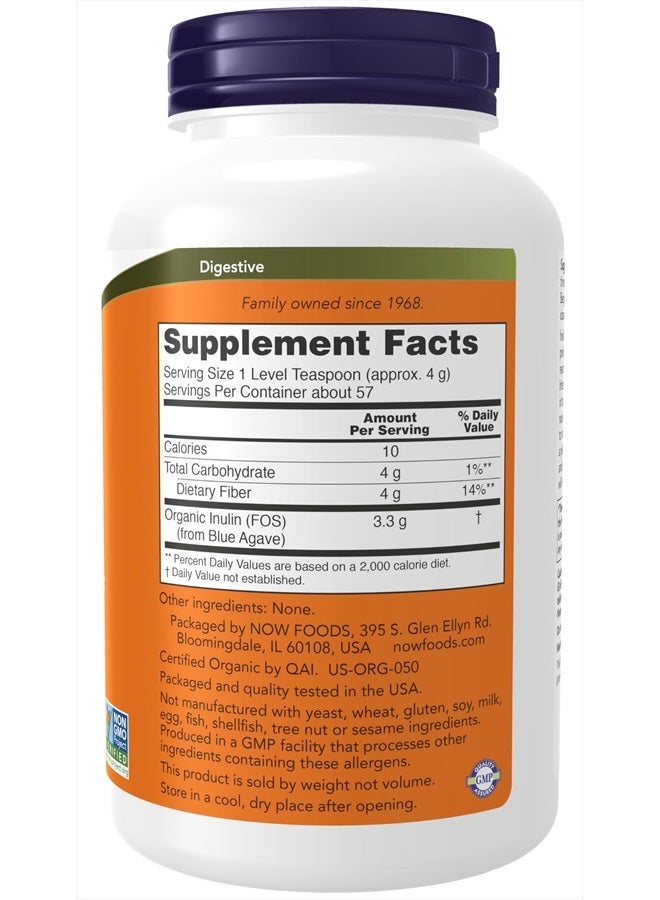 now Supplements, Inulin Prebiotic Pure Powder, Certified Organic, Non-GMO Project Verified, Intestinal Support*, 8-Ounce  - Image 2
