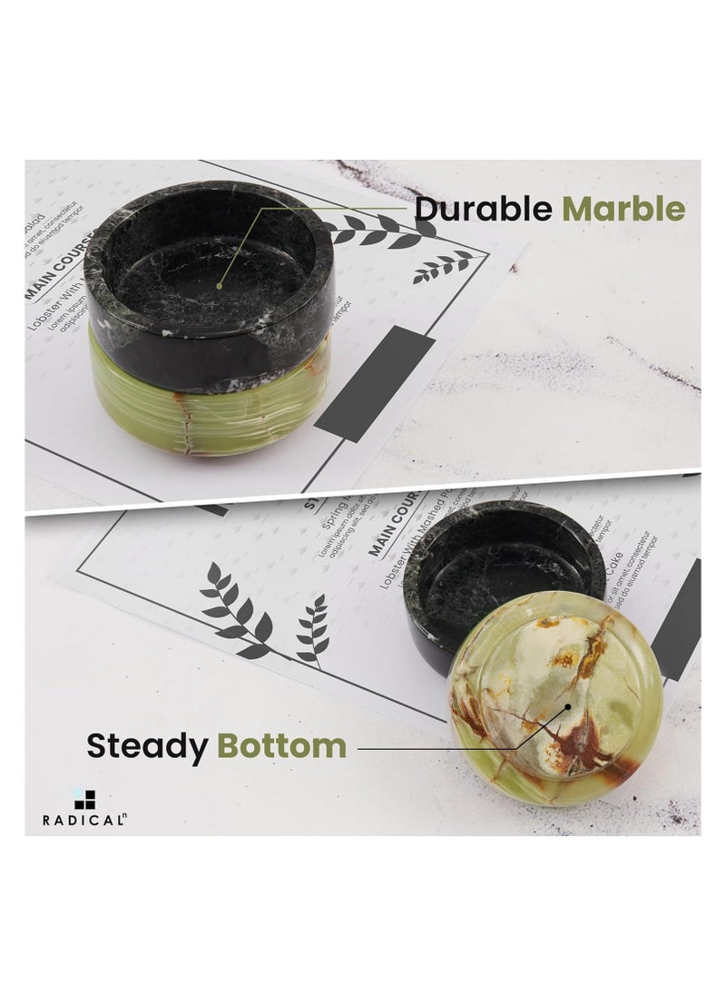 RADICALn - Marble Sauce Cups 3.5'' Inches Black and Green Handmade Soy Sauce Dish For Dinnerware Sets Ideal Sauce Bowls & Small Dipping Sauce Cups Set of 2 Ramekins Sauce Cups - Image 1