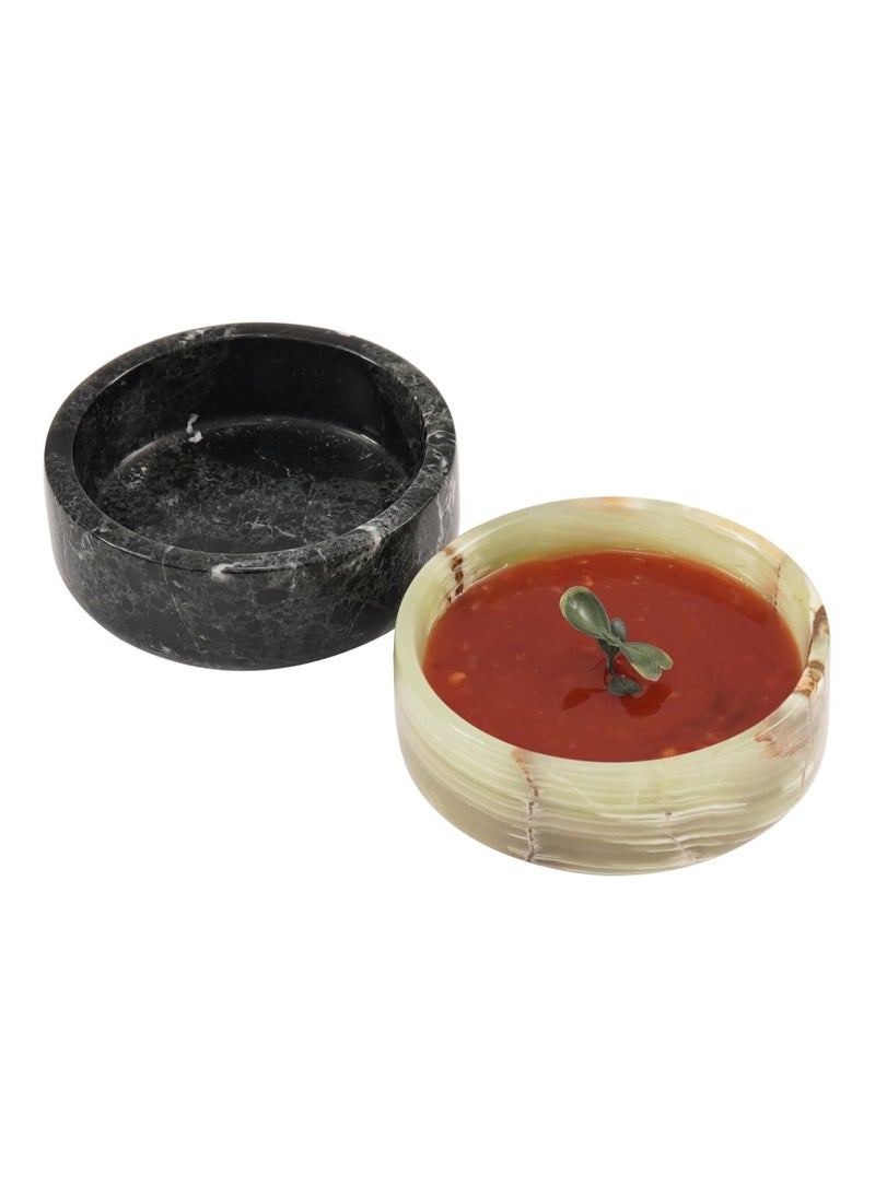 RADICALn - Marble Sauce Cups 3.5'' Inches Black and Green Handmade Soy Sauce Dish For Dinnerware Sets Ideal Sauce Bowls & Small Dipping Sauce Cups Set of 2 Ramekins Sauce Cups - Image 1