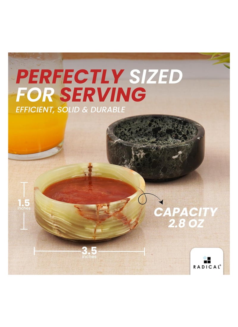 RADICALn - Marble Sauce Cups 3.5'' Inches Black and Green Handmade Soy Sauce Dish For Dinnerware Sets Ideal Sauce Bowls & Small Dipping Sauce Cups Set of 2 Ramekins Sauce Cups - Image 1