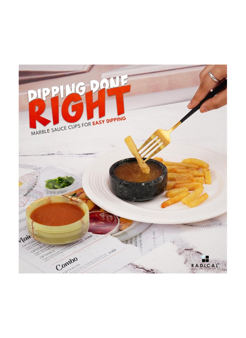 RADICALn - Marble Sauce Cups 3.5'' Inches Black and Green Handmade Soy Sauce Dish For Dinnerware Sets Ideal Sauce Bowls & Small Dipping Sauce Cups Set of 2 Ramekins Sauce Cups - Image 1