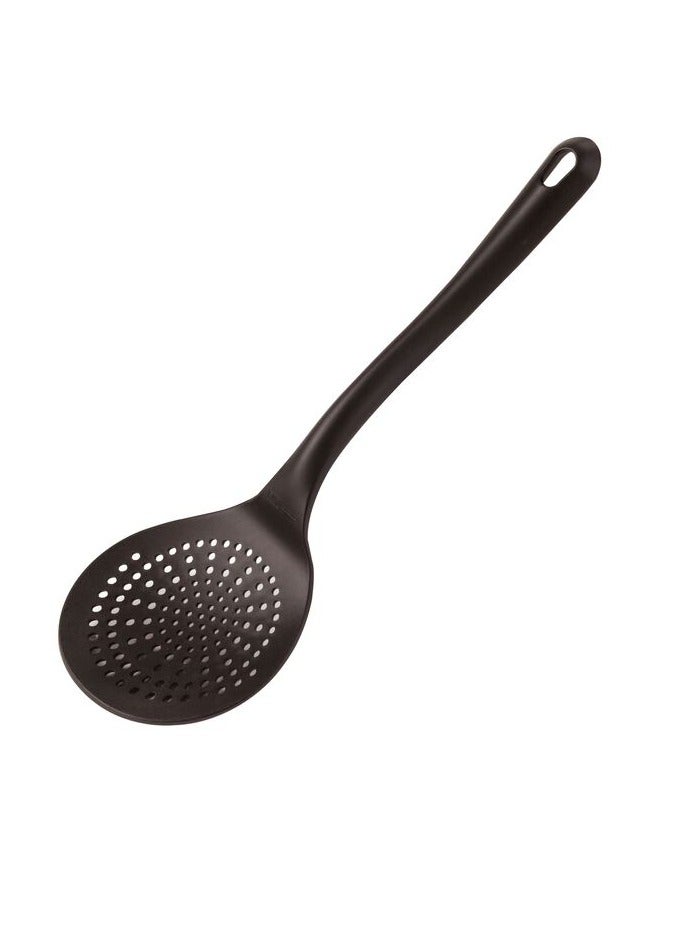 Paderno Black Skimmer with hanging loop 11cm Diameter, 35cm Length, PA+ Heat resistant up to 220°C, lightweight, safe for non-stick cookware, dishwasher safe. Italy 