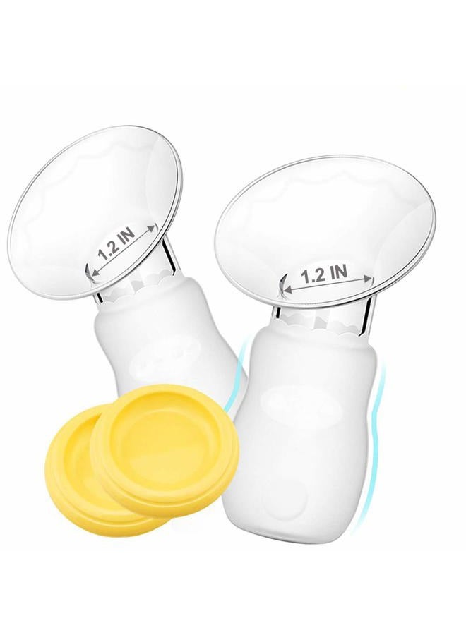Wanateber 2 Pack Silicone Manual Breast Pump with Protective Lid, 100% Food Grade Silicone, Whole Shaped Technology, BPA-Free(Yellow) - Image 1