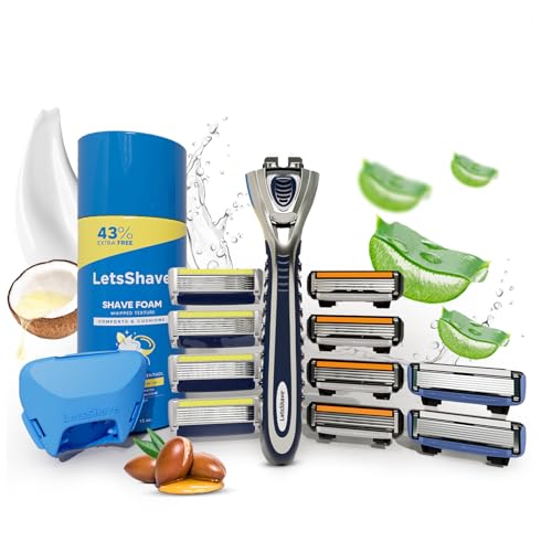Letsshave Pro All-Year Shave Pack | 365-Day Shaving Kit | (1) Handle + (4) Pro 6 Plus Blades + (4) Pro 4 Blades + (2) Pro 6 Blades + 425g Shave Foam + Travel Cap | Forever Smooth - Image 1