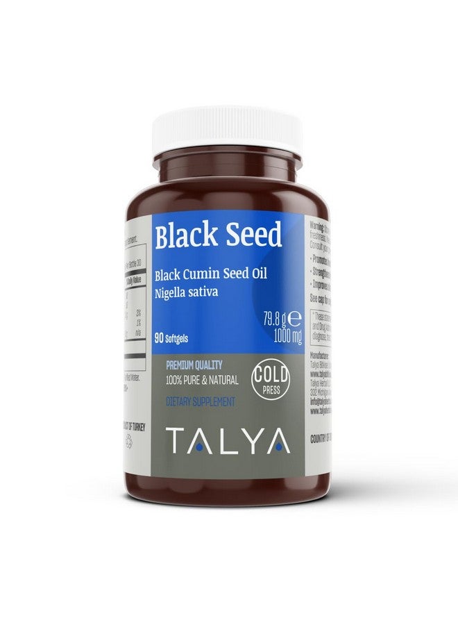 TALYA Black Seed Oil Softgel with High Thymoquinone - Immune Support - Digestive Health - Brain Function - Joint Mobility - Cold-Pressed - Non-GMO - Turkish Black Cumin Seed 90 Capsule
