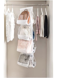 ZOBER ZOBER Hanging Purse Organizer for Closet Clear Handbag Organizer for Purses, Handbags Etc. 8 Easy Access Clear Vinyl Pockets with 360 Degree Swivel Hook, Gray, 47" L x 12 ¼" W  - Image 2