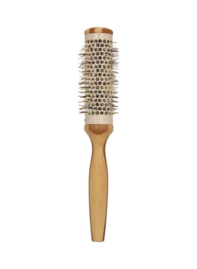 NIBEMINENT Natural Wooden Round Blow Dryer Brush Beige 27x7x7cm