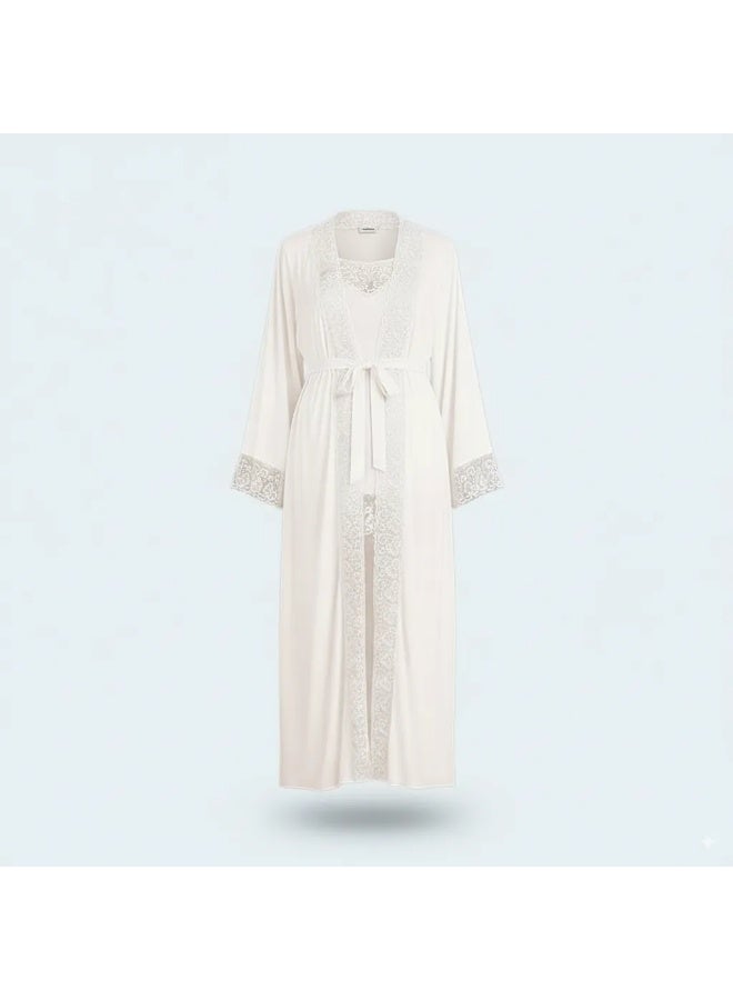 LADY Maternity & Nursing Robe Set for Women - 2 Piece Turkish Cotton Lycra Nightgown & Lace Robe | Made in Turkey - Image 1