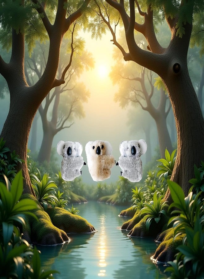Pxiryanlow 3 Pcs Plush Gray and Khaki Koala Hair Claw Clip,Cute Cartoon Clip-on Koala Stuffed Animal Clips Mini Hairpin Barrettes Animal Headwear Hair Accessories for Women - Image 4