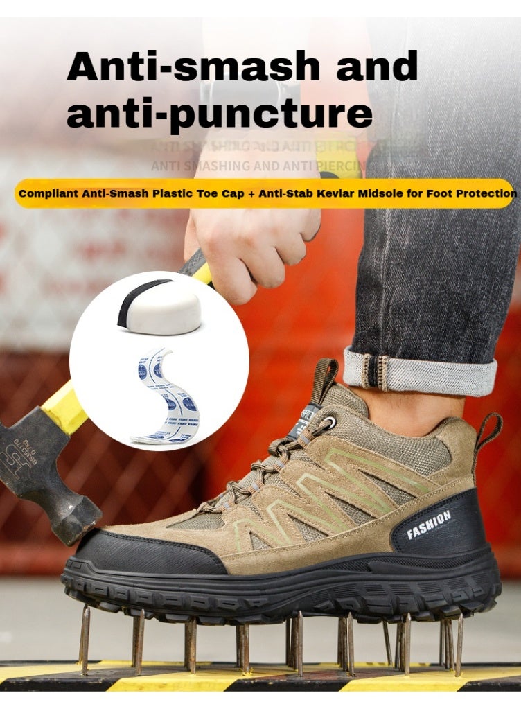Men's steel-toe safety shoes, lightweight and comfortable, puncture-proof and slip-resistant, wear-resistant and durable, comfortable for long periods of standing, lightweight and breathable, work shoes that can also be worn as fashionable athletic shoes. - Image 2