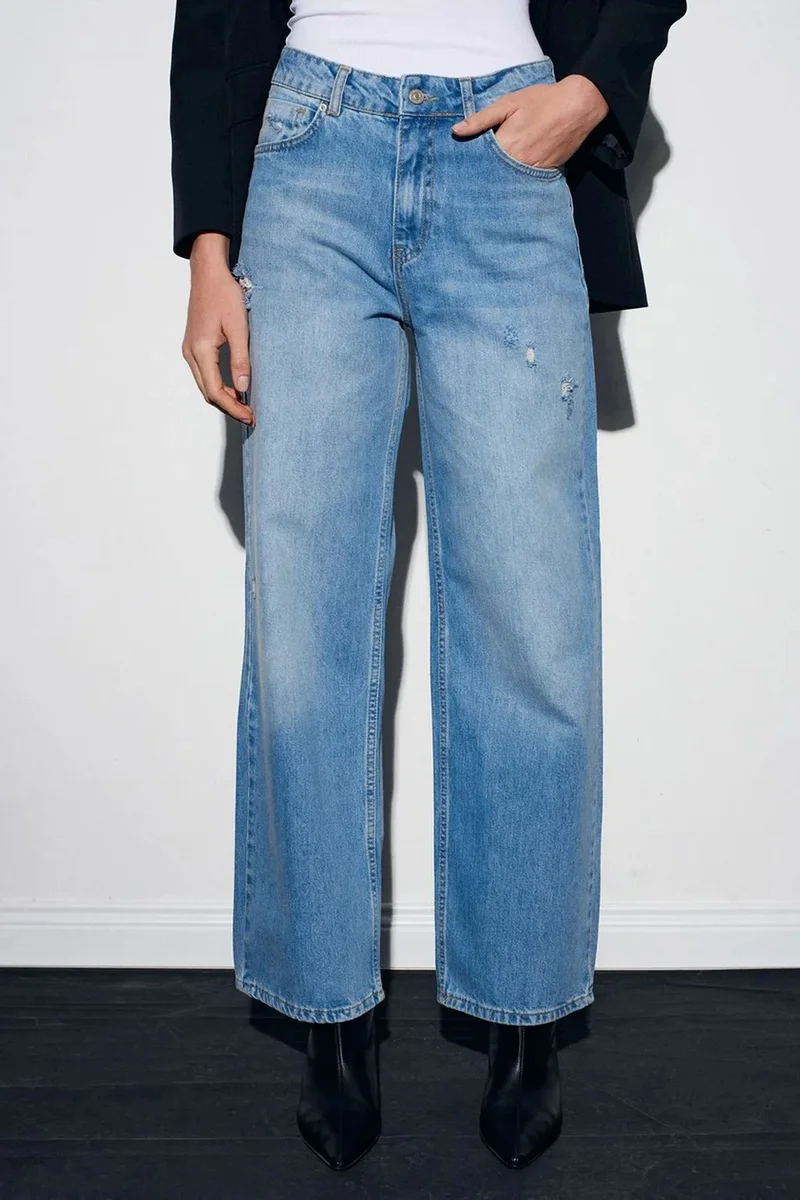 Dilvin Light-Mid Blue Denim DILVIN Women’s High-Waist Straight Leg Jeans for Women | Best Price UAE