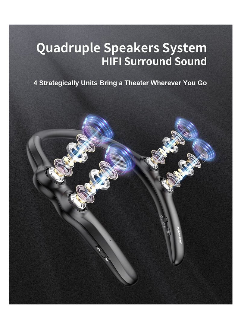 Portable Neckband Bluetooth Speakers，Portable Bluetooth Speakers Wearable Wireless Speaker  3D Surround Sound Stereo Personal Sport Speaker with Mic for Home and Outdoor (Black) - Image 2