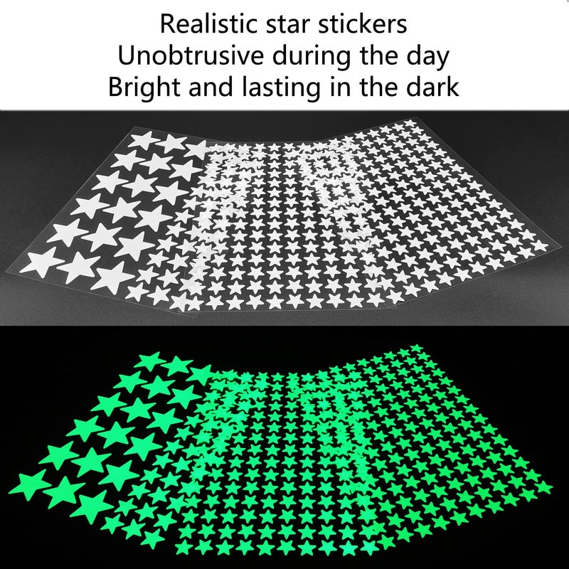 MOJOTORY Glow in The Dark Star Stickers, Bright and Lasting, Glow Stickers for Ceiling and Wall, Glow in The Dark Stars for Ceiling, Fantastic Wall Stickers for Bedroom, Green - Image 2