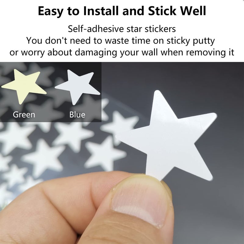 MOJOTORY Glow in The Dark Star Stickers, Bright and Lasting, Glow Stickers for Ceiling and Wall, Glow in The Dark Stars for Ceiling, Fantastic Wall Stickers for Bedroom, Green - Image 4